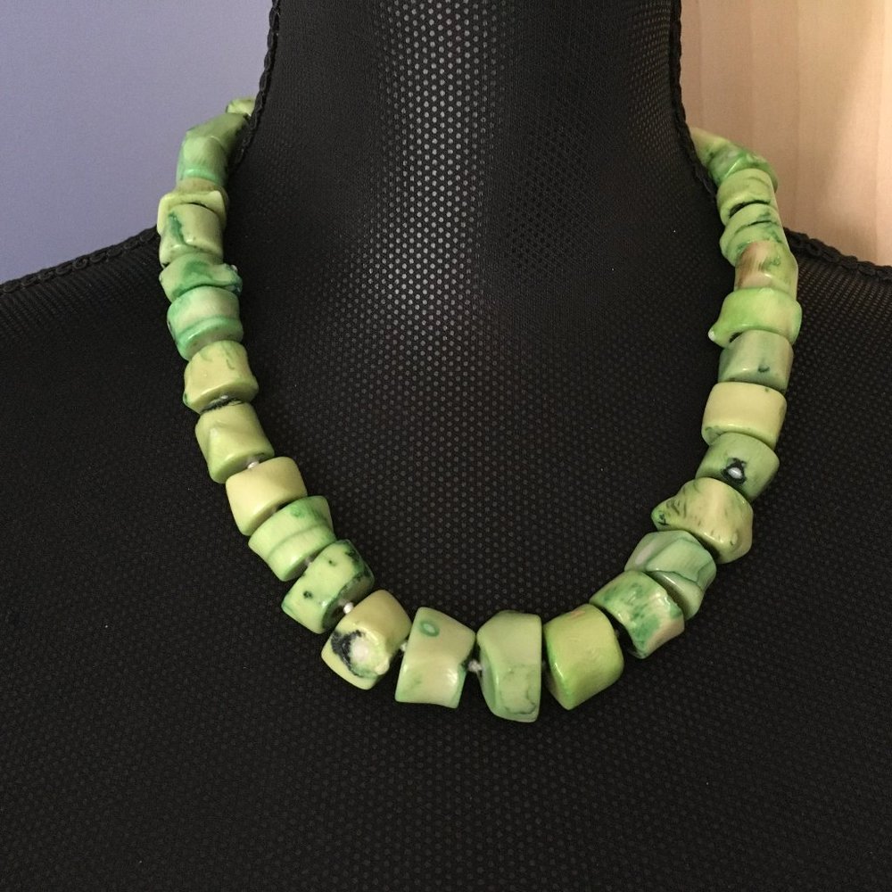 Rebecca Collins Dyed Green Coral Necklace